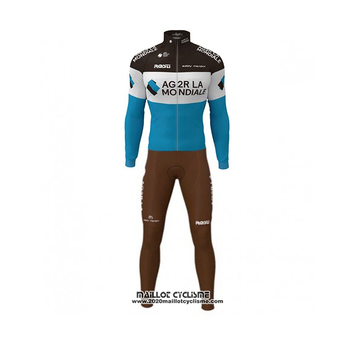 2019 Maillot Ciclismo Ag2r La Mondiale Noir Blanc Bleu Manches Longues et Cuissard